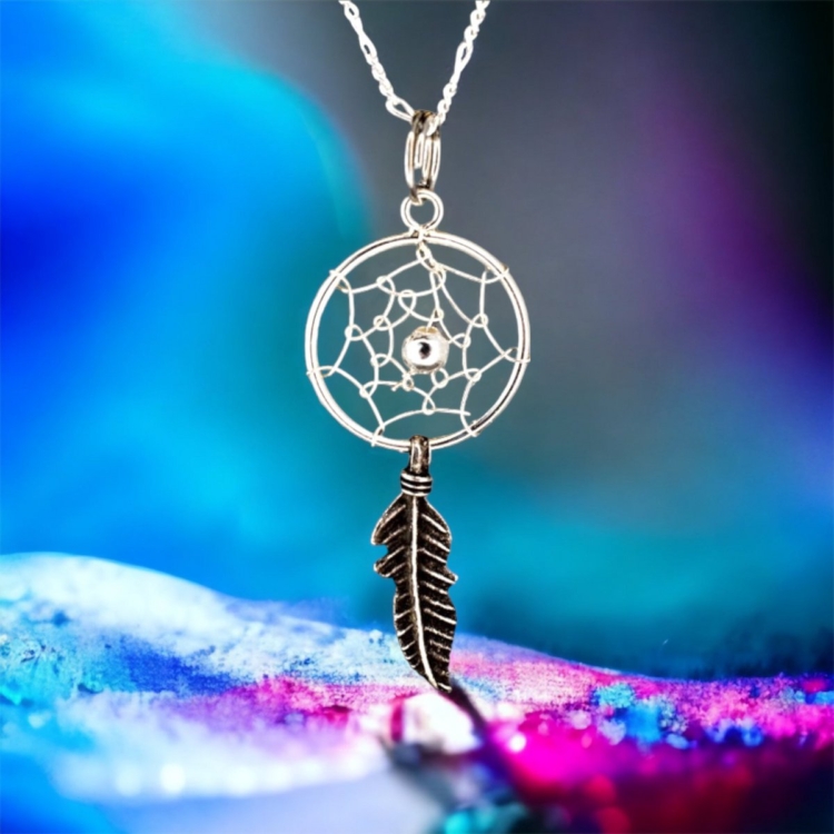 925 sterling silver necklace with handmade dream catcher pendant - Indian protective amulet jewelry for good dreams - Image 9