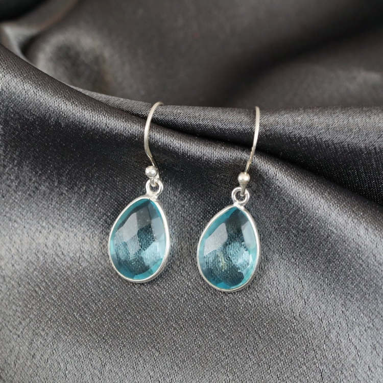 Aqua Topaz Drop Earrings