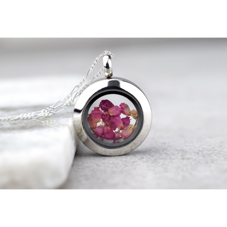 Heather Flower Mini Locket - 925 Sterling Silver Chain - Image 10