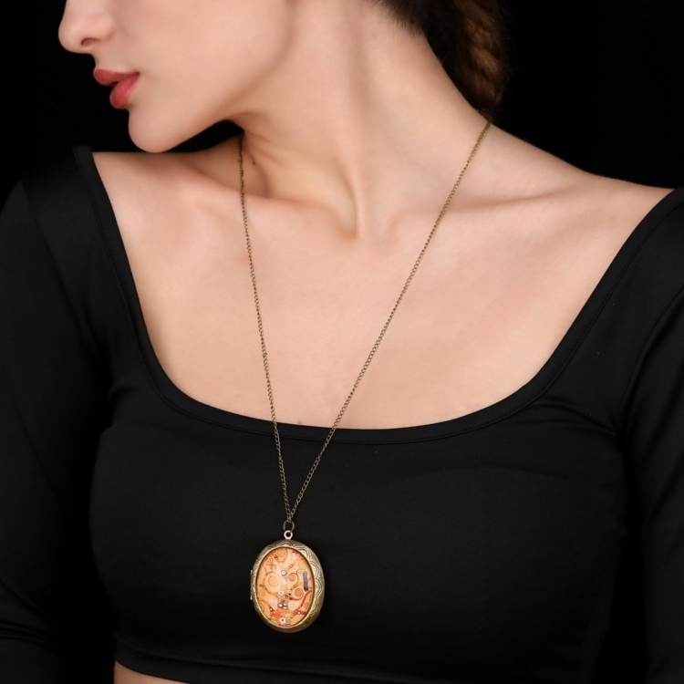 Tree of Life by Klimt XL PHOTO MEDALLION necklace - Image 3