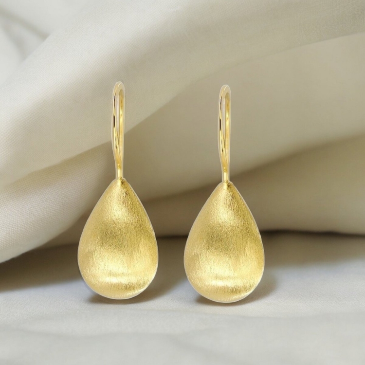 925 Sterling Silver Drop Earrings – Matt 18K Gold Plated