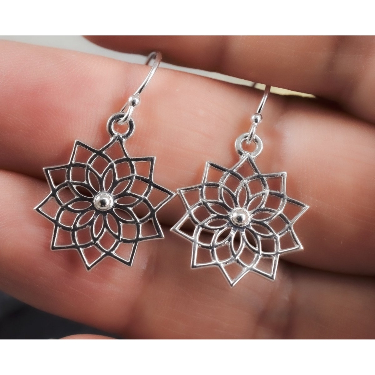 Magical earrings made of 925 sterling silver with mandala motif - Image 7