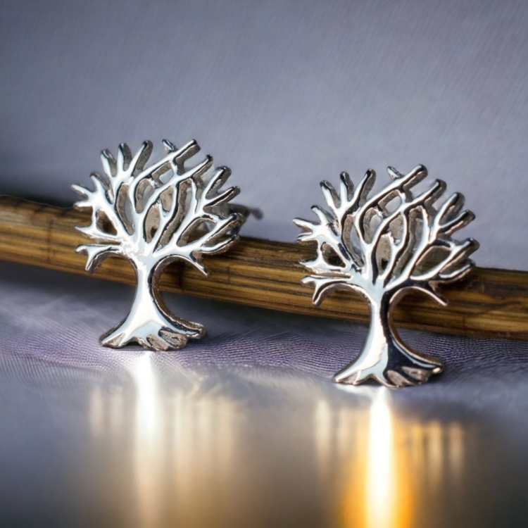 Tree of Life Mini Stud Earrings - 925 Sterling Silver - Image 3