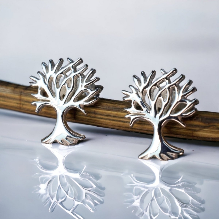 Tree of Life Mini Stud Earrings - 925 Sterling Silver - Image 4