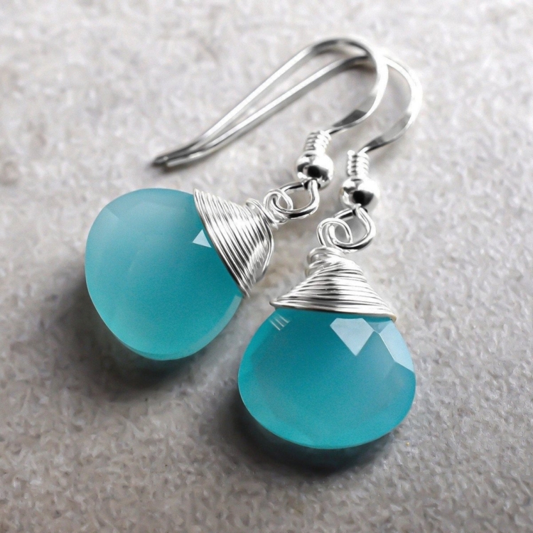 Chalcedony Drop Silver Earrings - Image 5