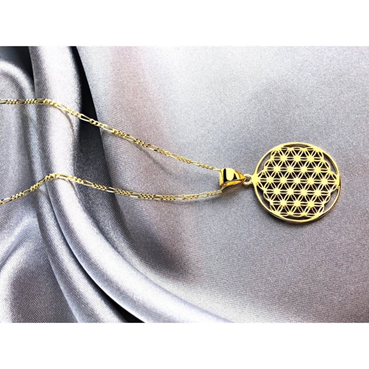 925 Sterling Gold Plated Chain Flower of Life - Image 3