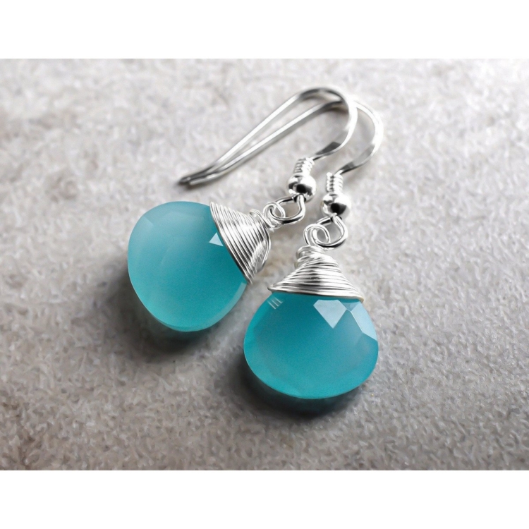 Chalcedony Drop Silver Earrings - Image 6