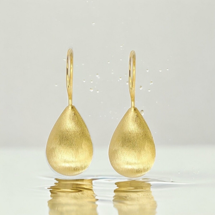 925 Sterling Silver Drop Earrings – Matt 18K Gold Plated - Image 3