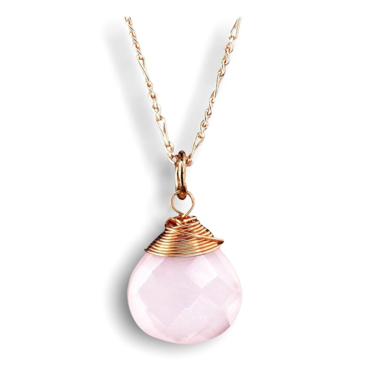 Rose Quartz Drop Necklace 925 Sterling Rose Gold Plated Pink Gemstone Aura Necklace - Image 9