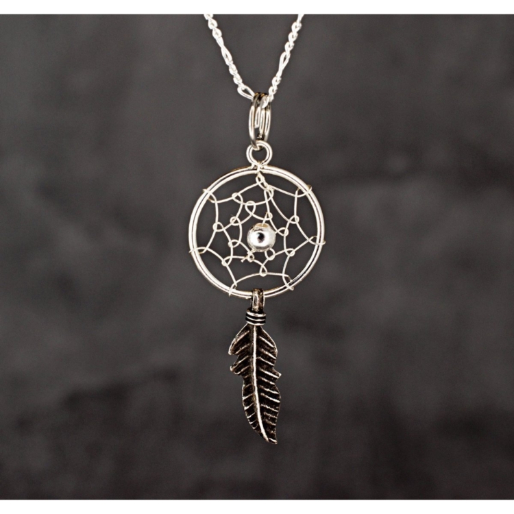 925 sterling silver necklace with handmade dream catcher pendant - Indian protective amulet jewelry for good dreams - Image 6