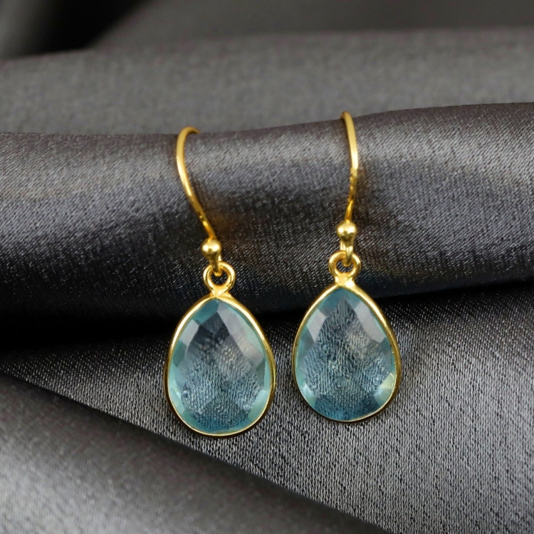 Aqua Topaz Gemstone Earrings - Image 6