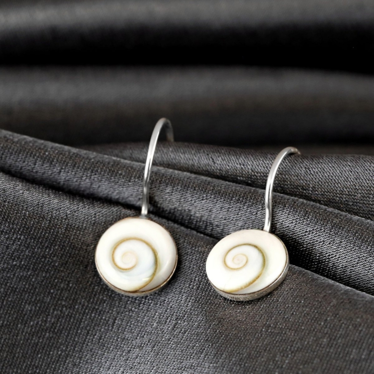 Shiva Eye Earrings - 925 Sterling Silver Minimalist Shell Ocean Sea Nautical Jewelry - Image 6