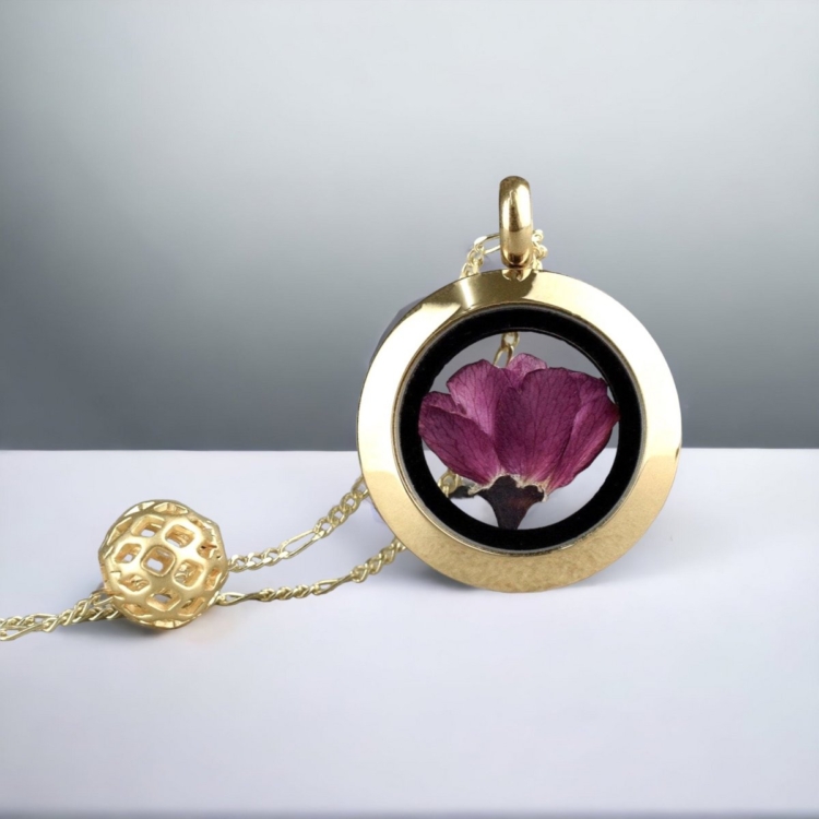 Real Japanese Cherry Blossom - Sakura Medallion - 925 Sterling Gold Plated - Image 7