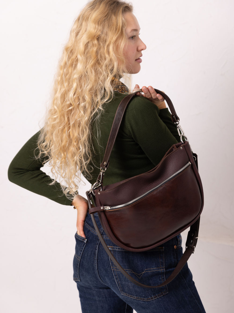 STELLA Leather Handbag - Brown & Cognac - Image 2