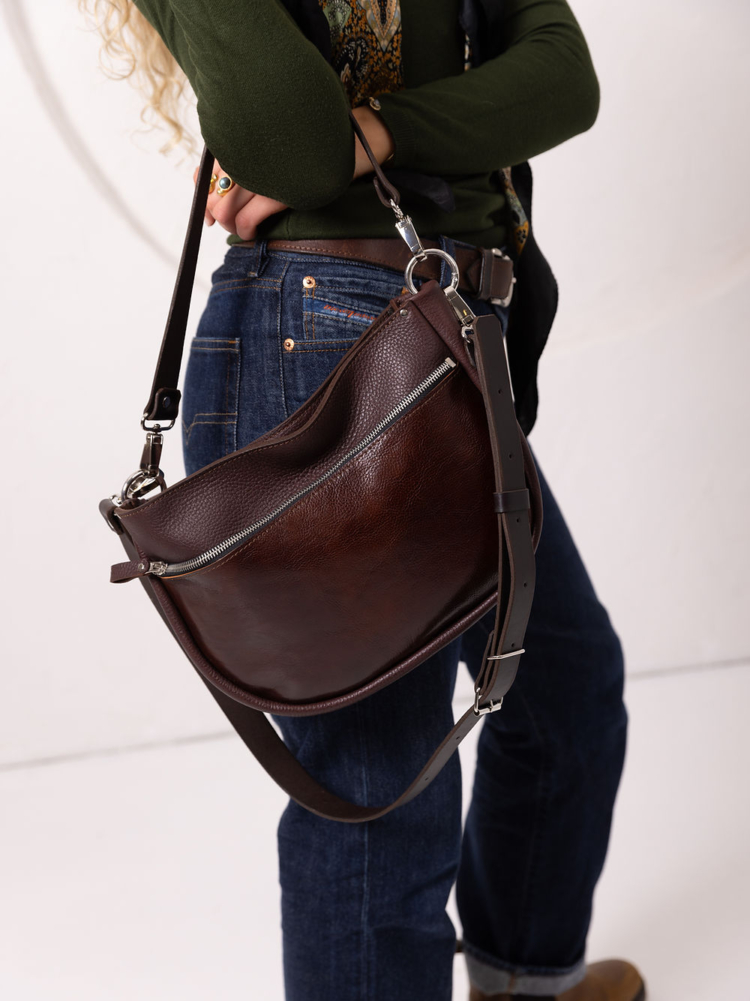 STELLA Leather Handbag - Brown & Cognac