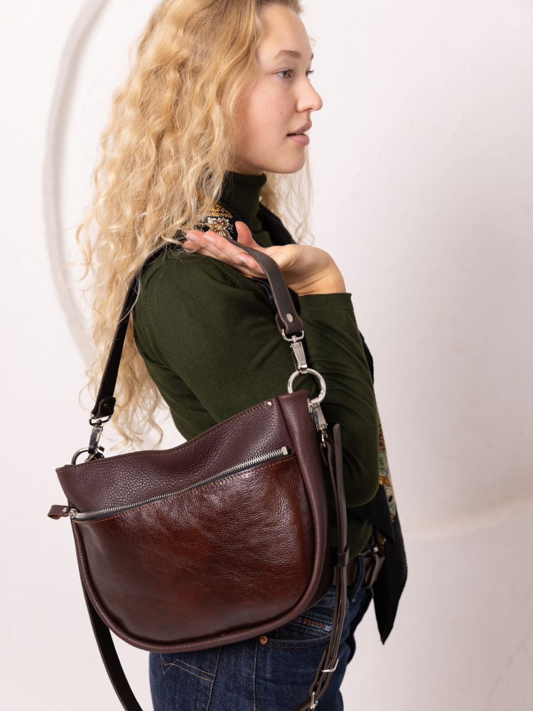 STELLA Leather Handbag - Brown & Cognac - Image 3